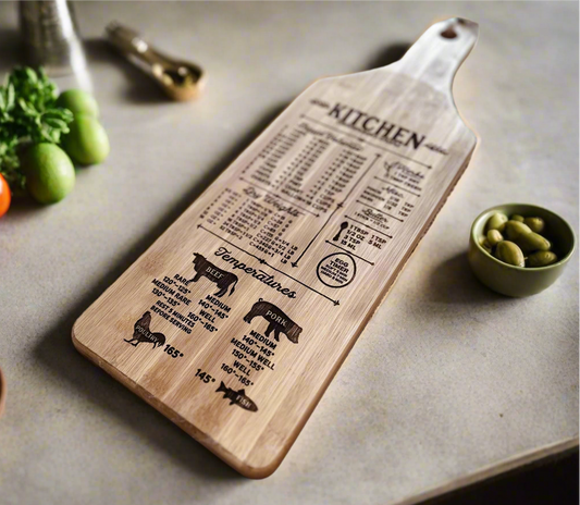 Kitchen Conversions Chart Paddle Cutting Board