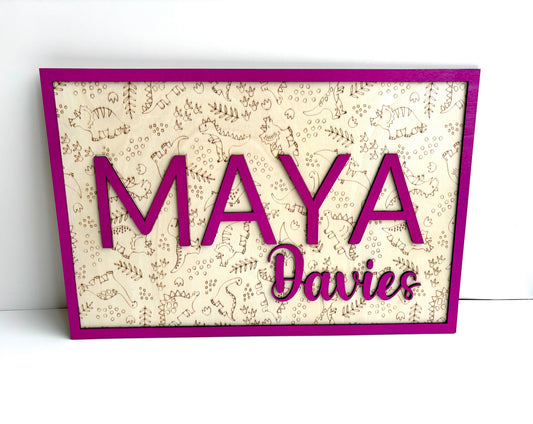 Personalized Dinosaur Name Sign – Custom Kids Bedroom Decor