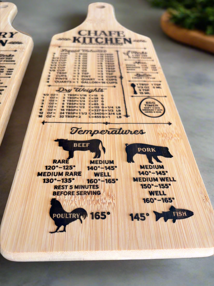 (Personalized) Kitchen Conversions Chart Cutting Board