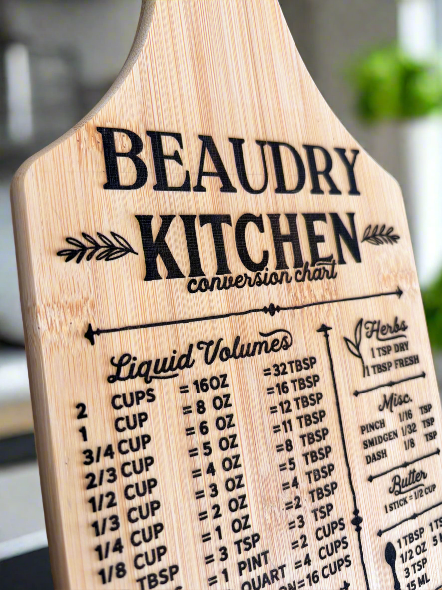 Cooking Conversion Board (Personalized) Kitchen Conversions Chart Cutting Board – The Newcastle ...