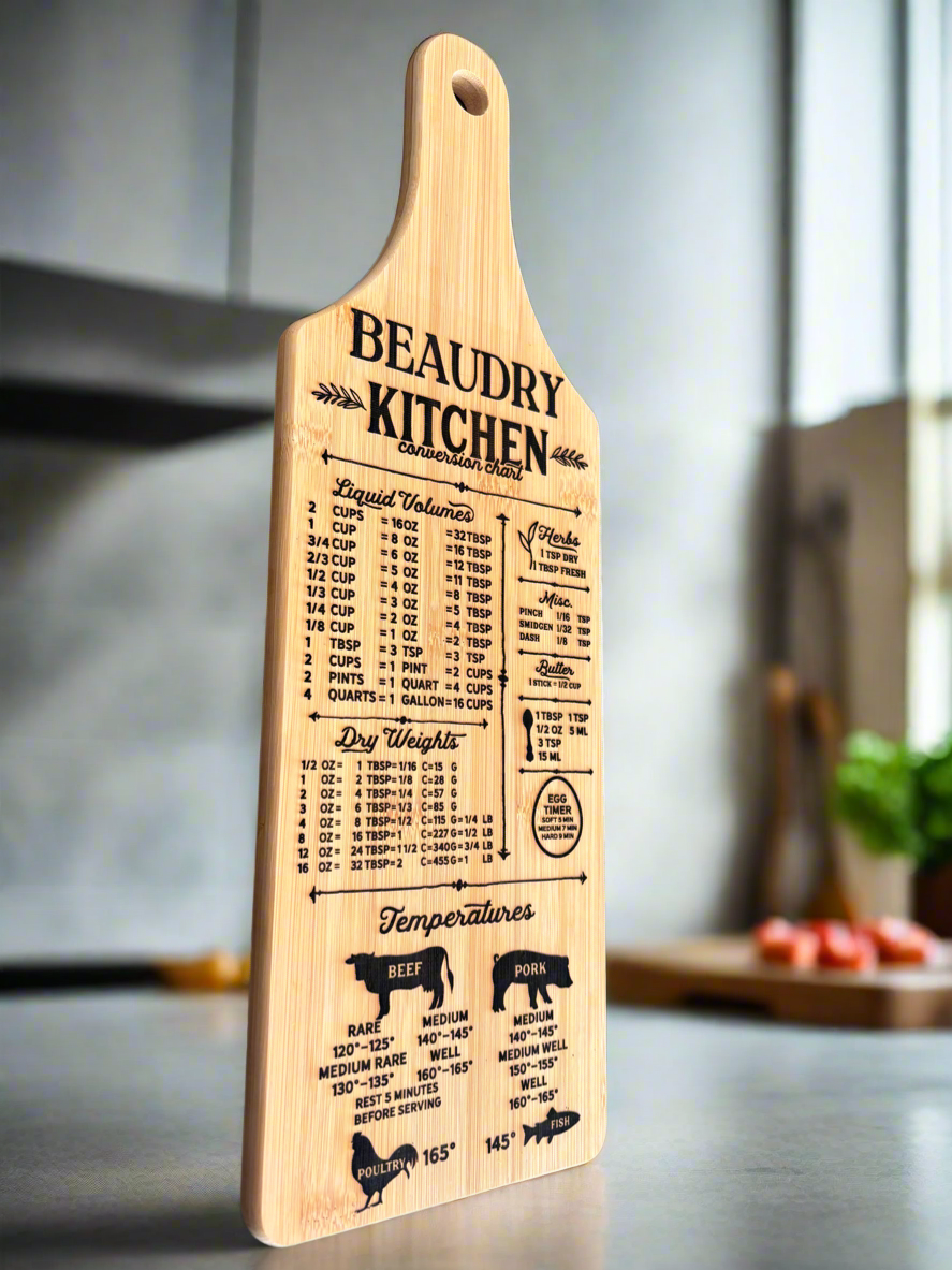 (Personalized) Kitchen Conversions Chart Cutting Board