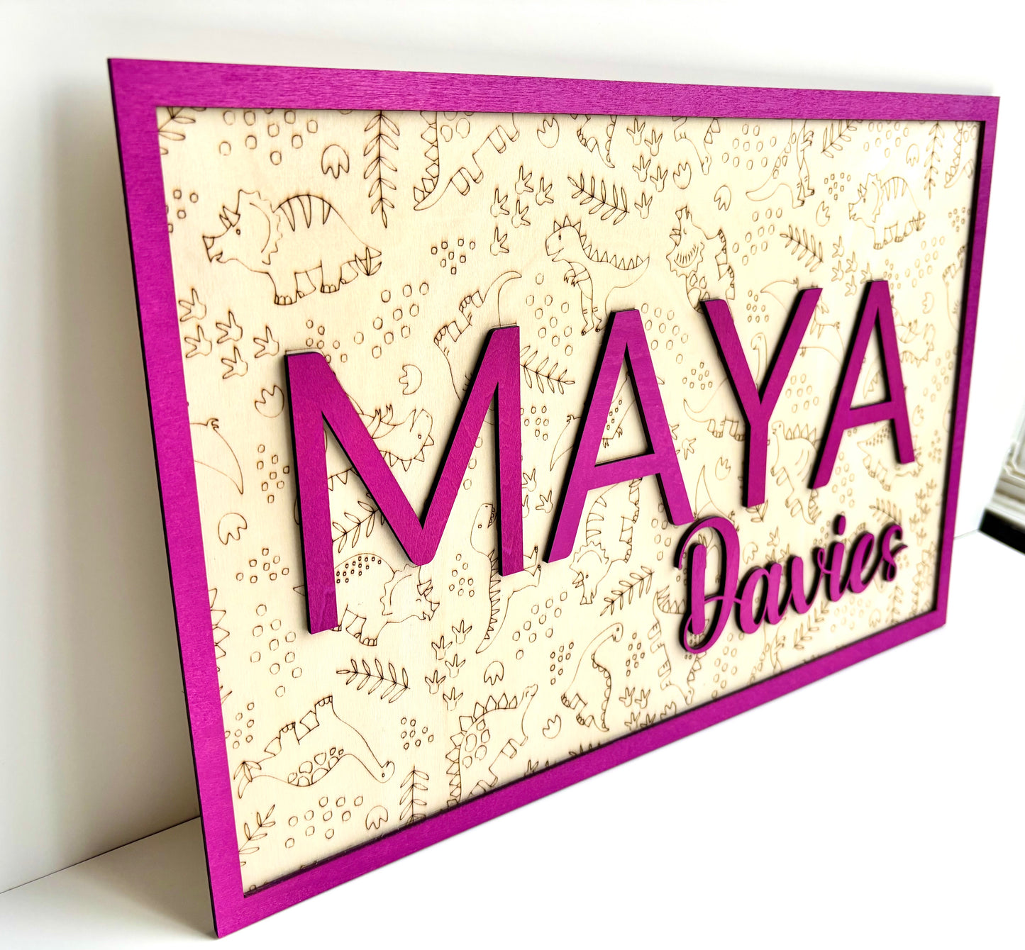 Personalized Dinosaur Name Sign – Custom Kids Bedroom Decor