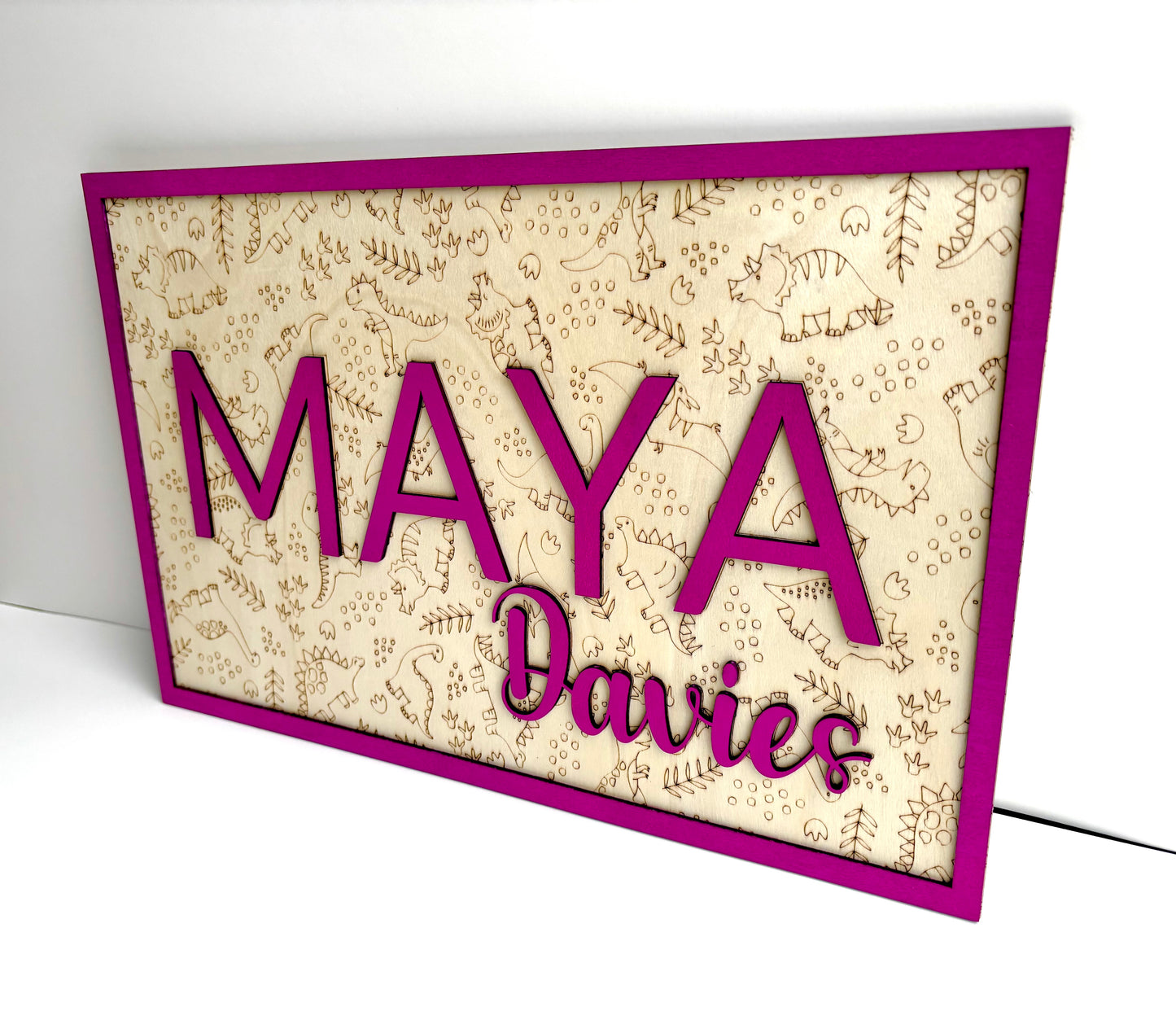 Personalized Dinosaur Name Sign – Custom Kids Bedroom Decor